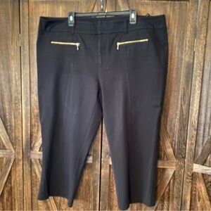 INC International Concepts Black Cropped Pants with Gold Zippers